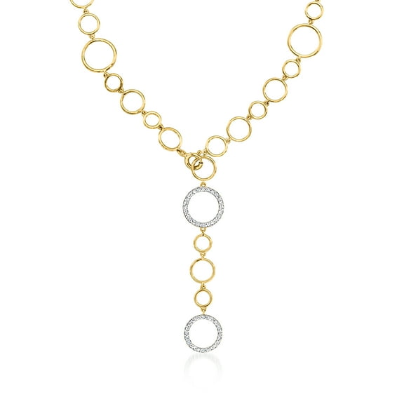 Ross-Simons 0.40 ct. t.w. Diamond Circle-Link Lariat Necklace in 18kt Gold Over Sterling, Women's, Adult