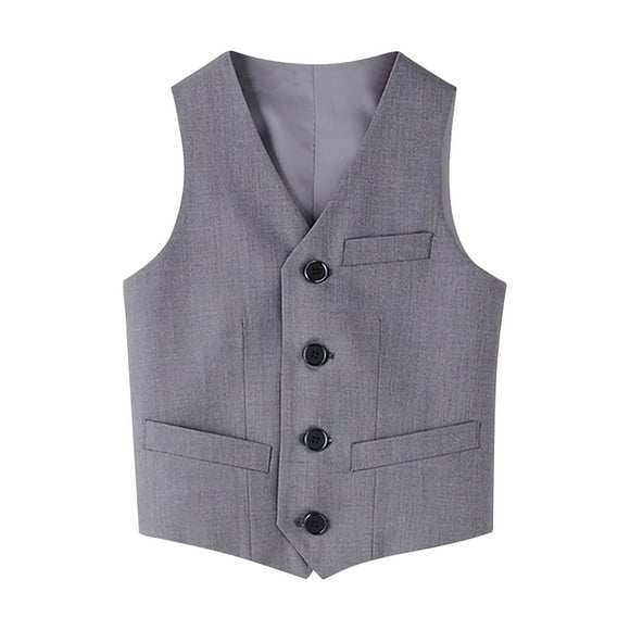 TOOYOU Boys Summer T-Shirt 4 Button Formal Suit Vest Size 4-5 Years Grey