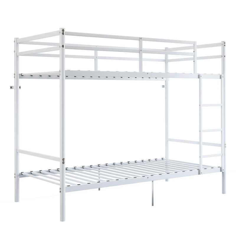 Metal Bunk Bed Twin Over Twin, Heavy-Duty Steel Bunk Bed with 14.29" High Guardrails, 19 Metal Slats per Bunk, 400+ lbs Weight Capacity, Under-Bed Storage, for Kids, Teens & Adults