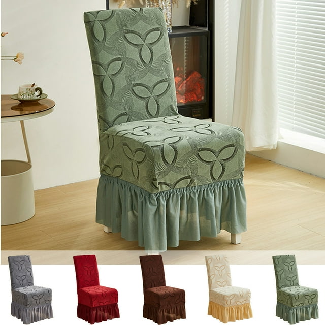 Fundas para sillas del hotel Jacquard - Fundas elásticas tipo falda tipo comedor, poliéster engrosado, cobertura general para decoración del hogar, gris/rojo/café/beige/verde