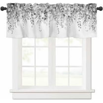 Curtain Valance for Windows Gray Eucalyptus Rod Pocket Valance Window Treatments 1 Panel Watercolor Leaves Short Curtains for Kitchen Windows Bathroom Bedroom 54 x 18 inch