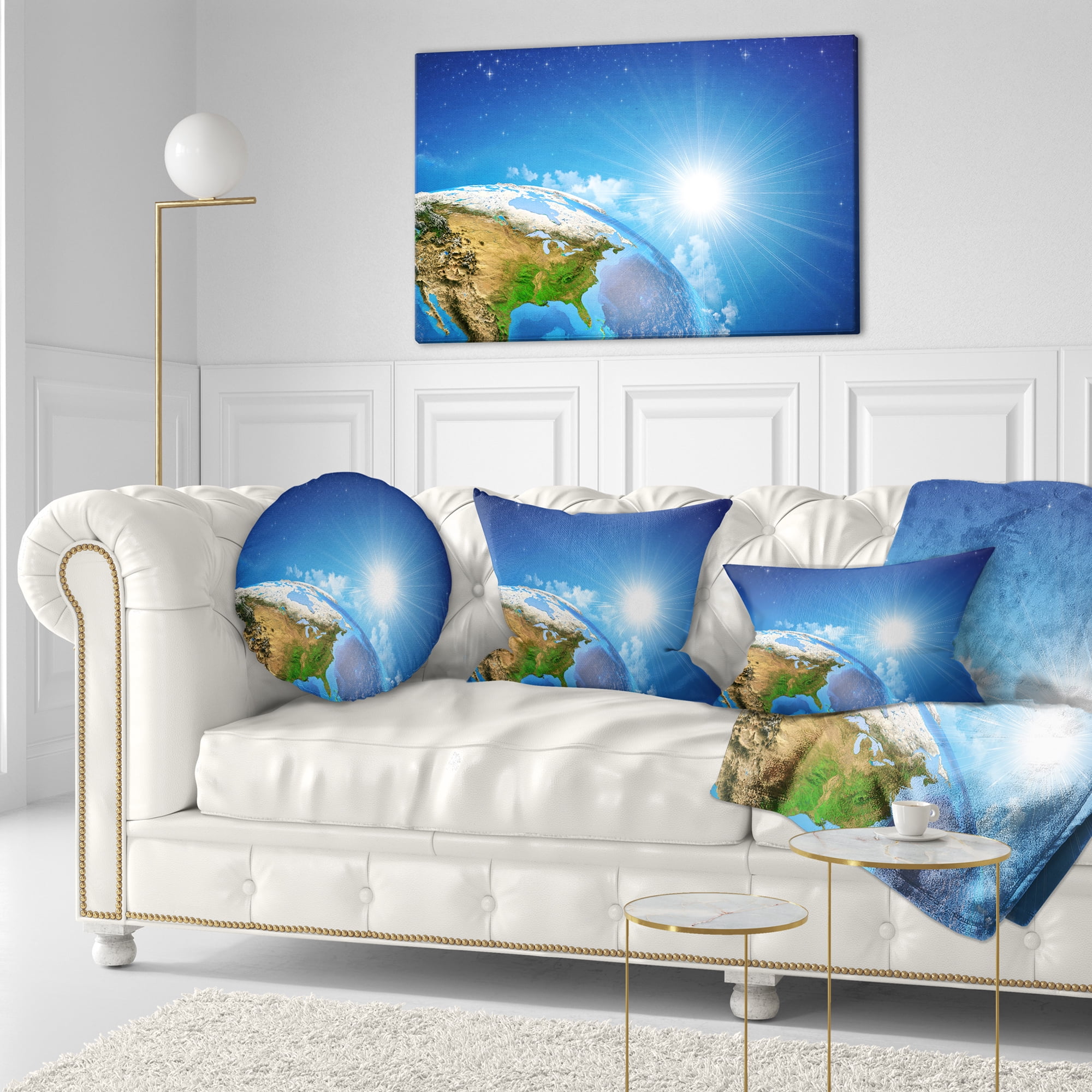 Designart Sunrise over the Earth Landscape - Abstract Throw Pillow - 12x20