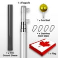 thumbnail image 6 of G128 Combo Pack: 16 Ft Telescoping Aluminum Flagpole (Silver) & Canada Canadian Flag 3x5 Ft, ToughWeave Series Embroidered 300D Polyester | Pole with Flag Included, 6 of 9