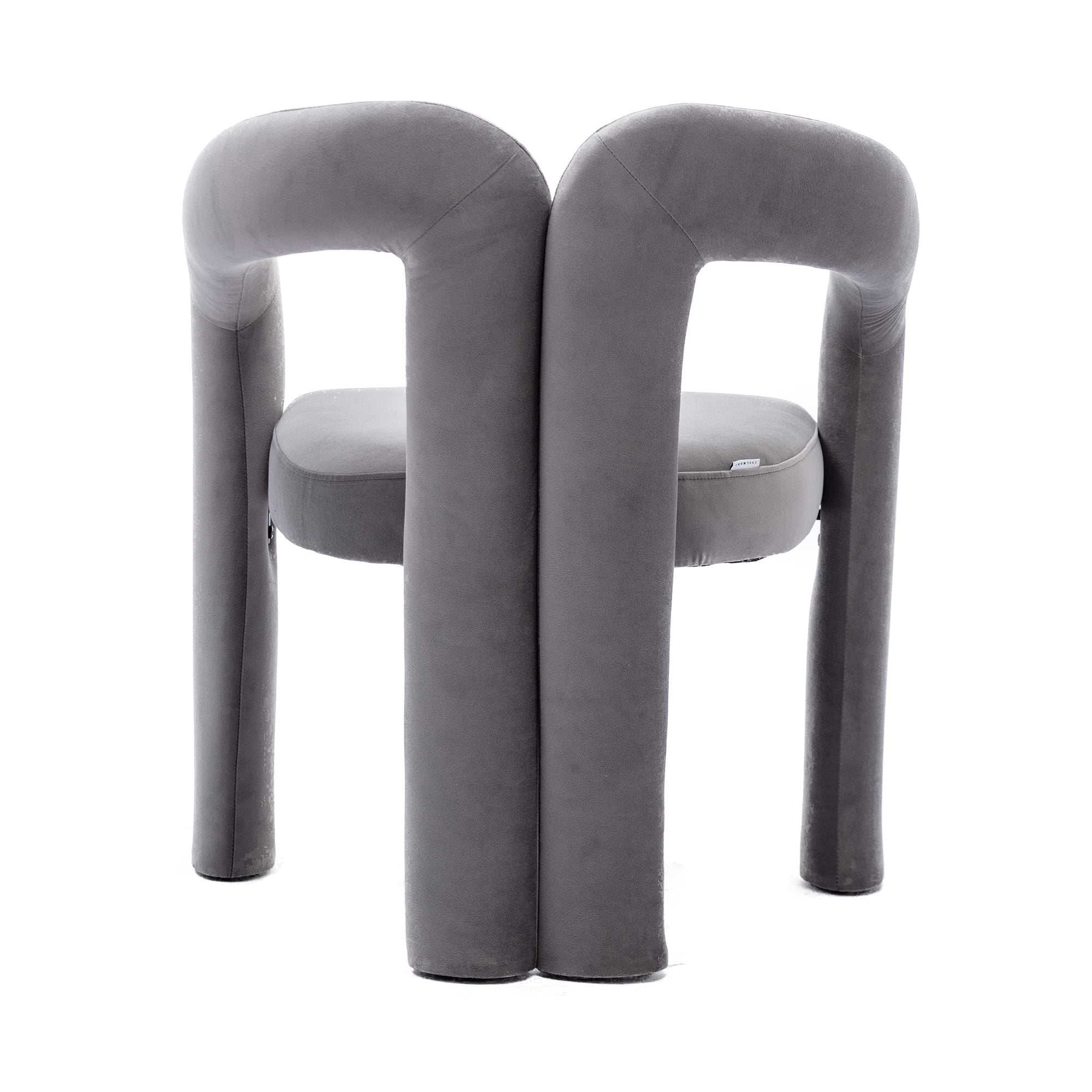 MAYEERTY Contemporary Designed Velvet Fabric Upholstered Accent/Dining Chair /Barrel Side Chairs Kitchen Armchair for Living Room set of 2 (Gray Velvet)