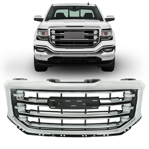 LABLT Front Bumper Grille Chrome Trim Grill GM1200743 For 2016-18 2019 GMC Sierra 1500