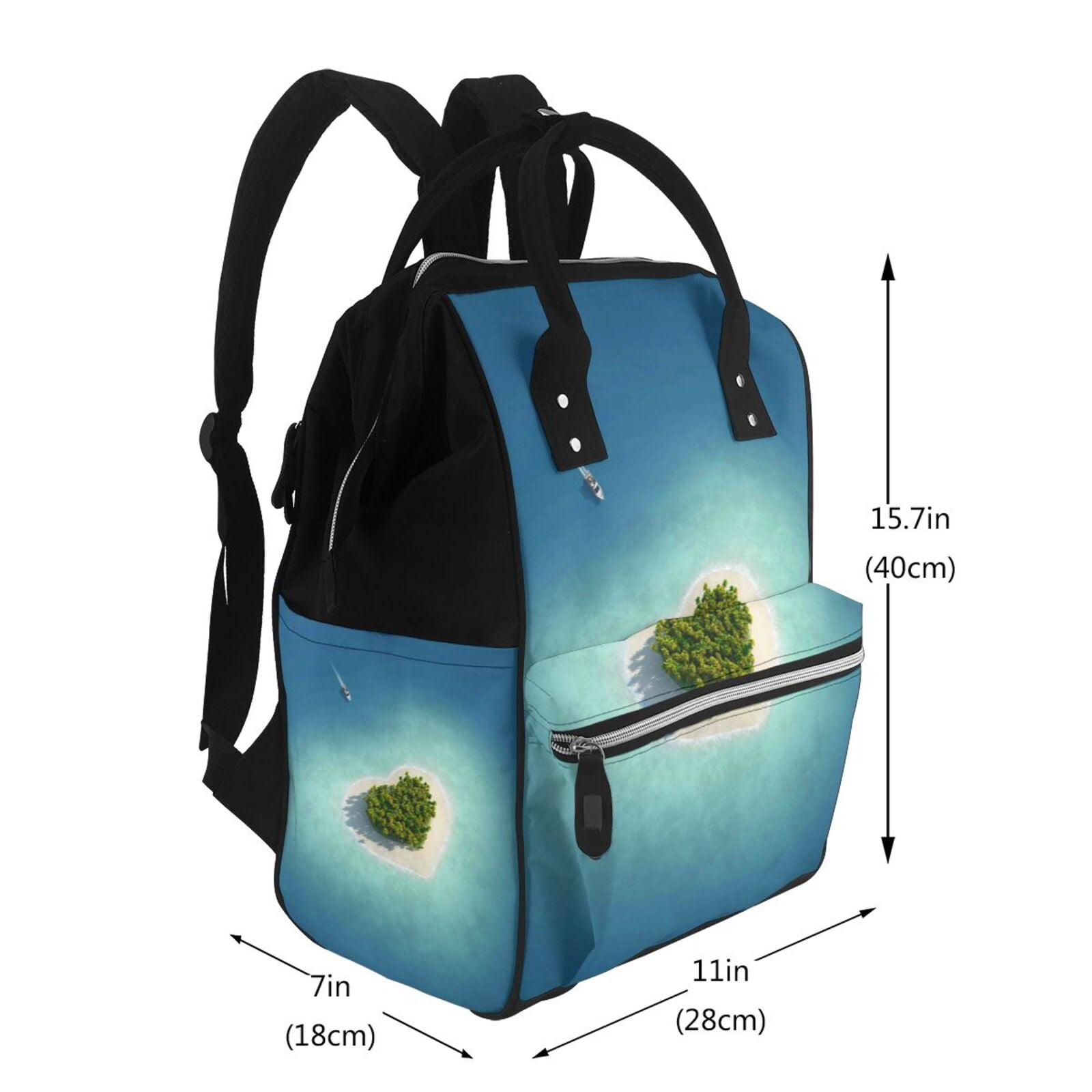 Fuzoiu Paradise Island Print Diaper Bag Backpack,Baby Essentials Travel Tote,Multi function Waterproof Diaper Bag, Travel Essentials Baby Bag - Unisex