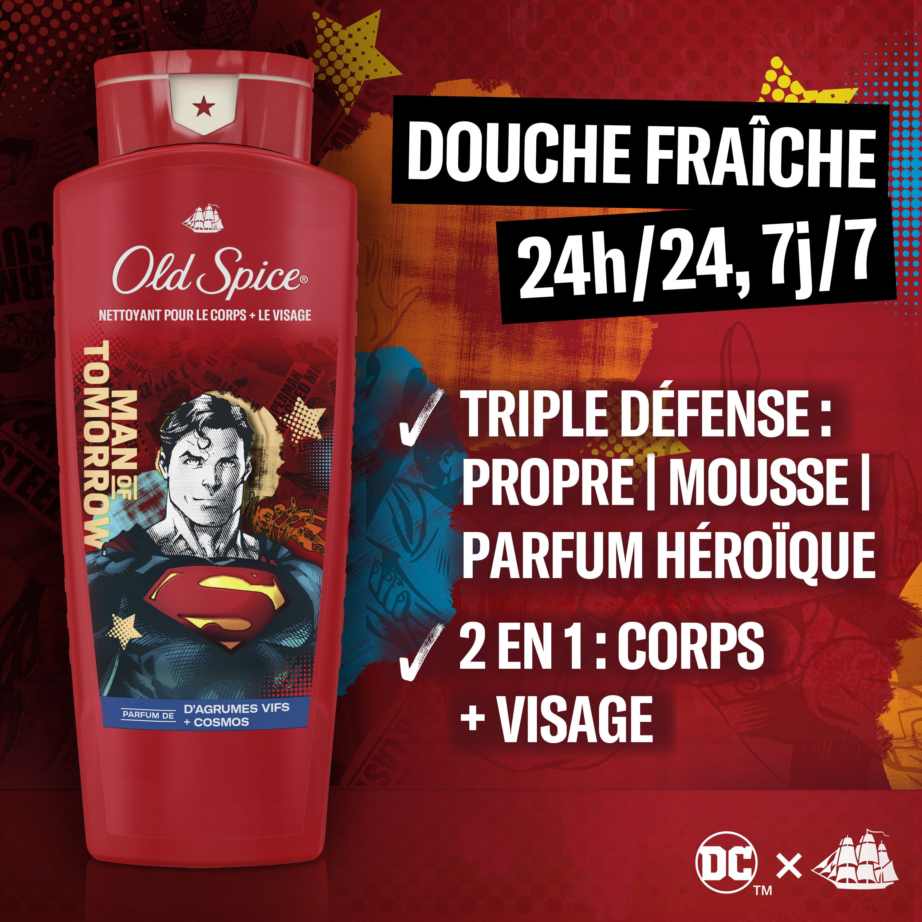 Old Spice Cleansing Body Wash for Men, 24/7 Shower Fresh with Lasting Scent, 2 in 1 Body and Face Wash, Rich Lather, Superman, Bright Citrus and Cosmos Scent