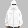thumbnail image 5 of Towmus Balaclava Hoodie Zippe for Women Men, Double Hooded Full Zip Jacket With Front pocket, Built-In Eye Mask, Full Zip Hooded Sweatshirt, White, S, 5 of 5