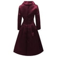 thumbnail image 6 of Formal Dresses for Women Satin Long Sleeve V Neck Lapel Collar Slim Fit A Line Flowy Midi Dress Wedding Guest Dress, 6 of 6