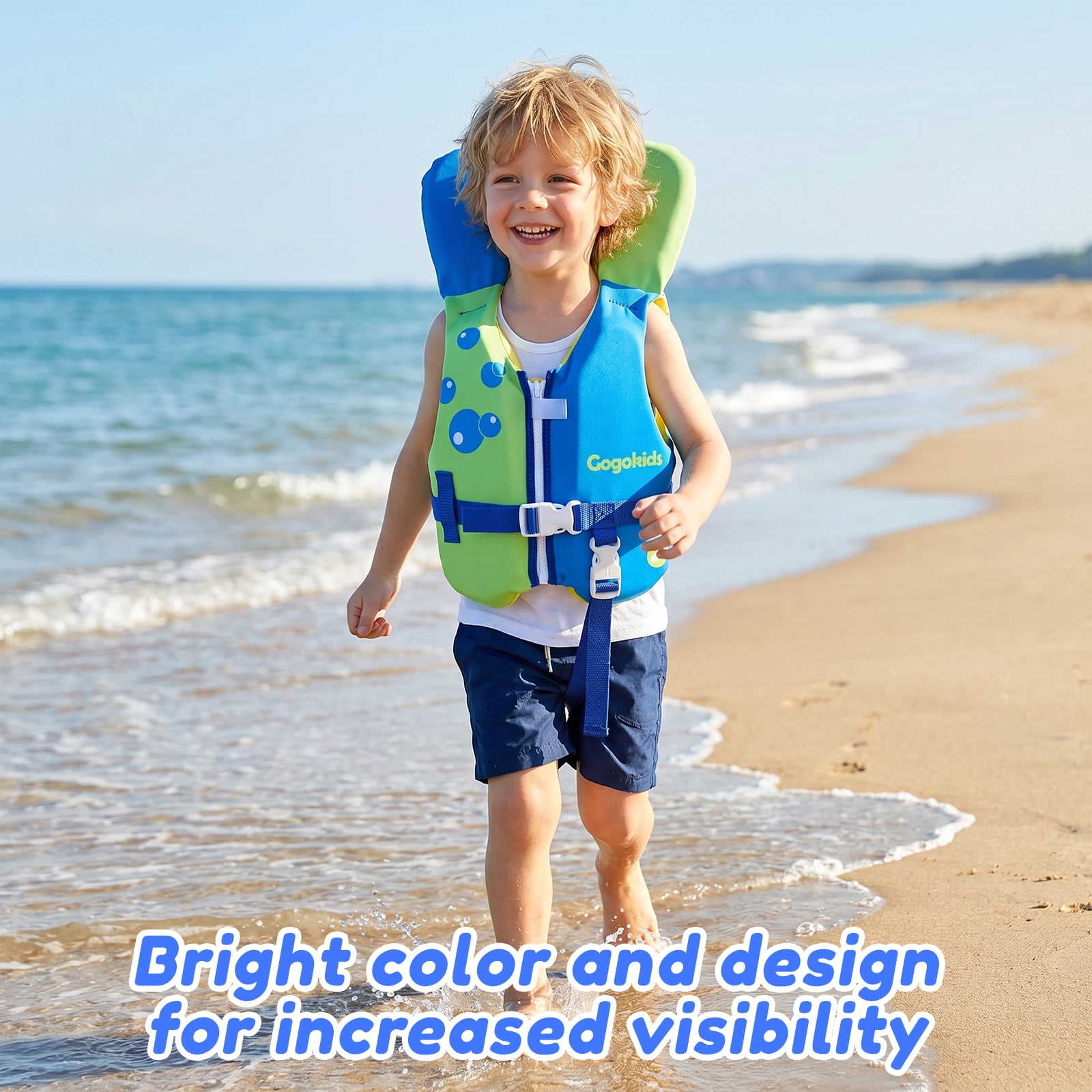 Gogokids Kids Swim Vest Life Jacket Toddler20-50 Lbs,Kids Float Jacket with Adjustable Straps for 1-6 Years Children Boys & Girls Swimming Aid for Pool,Beach & Boat