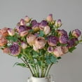 thumbnail image 2 of Nvzi 6 rosas artificiales de tallo largo, rosas de seda falsas para ramo de boda, centro de mesa, decoración del hogar (azul y blanco), 2 of 5