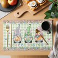 thumbnail image 2 of Easter Placemats Set of 4, Spring Pastoral Gnomes Bunny Eggs Green Lattice Placemats for Dining Table, Place Mats for Kitchen Tabletop, Waterproof Wipeable Dining Table Mats Set, 2 of 9