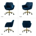 thumbnail image 6 of Velvet Tufted Office Chair Upholstered Swivel Modern Adjustable Armchair Metal Base Home Bedroom Navy, 6 of 7