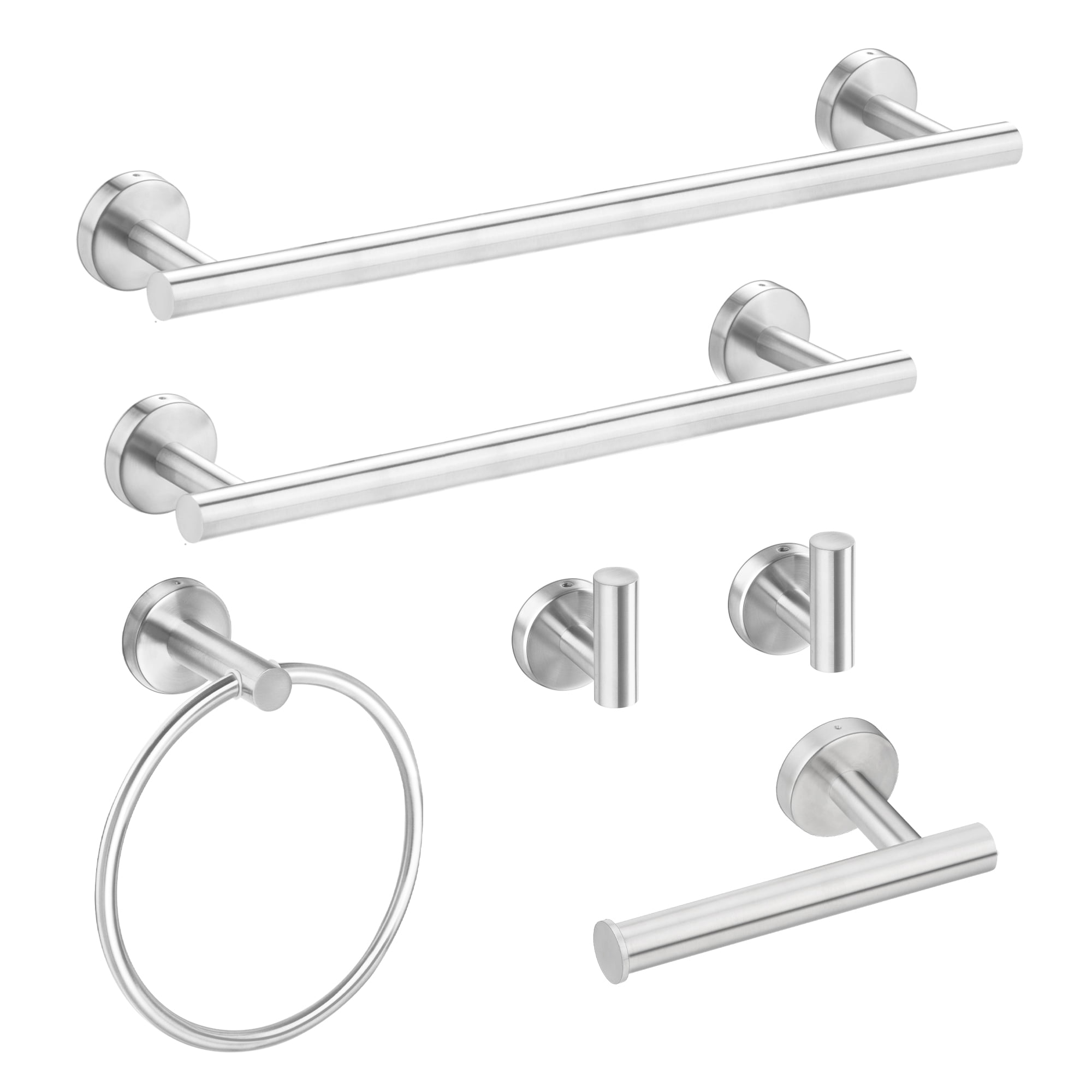 Bathroom Hardware Set, 6Piece Silver Bath Accessories Set Wall Mount