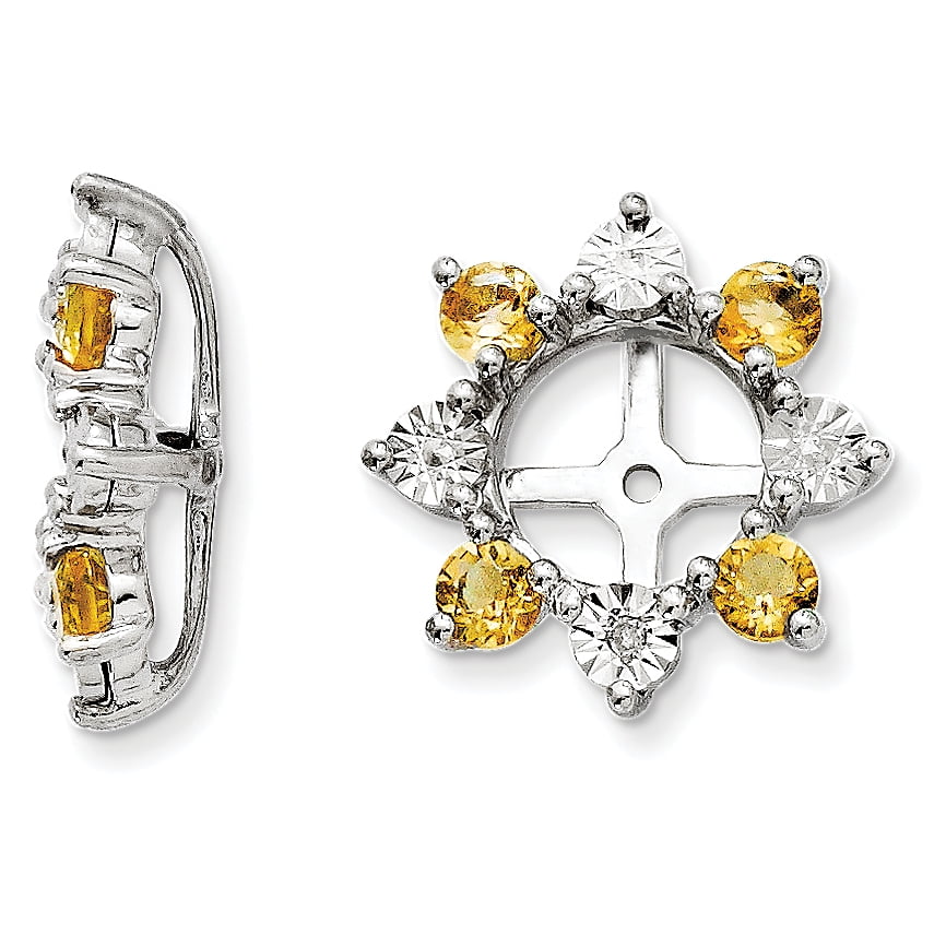 Sterling Silver Rhodium Diam & Citrine Earring Jacket Sterling Silver Rhodium Diam & Citrine Earring Jacket