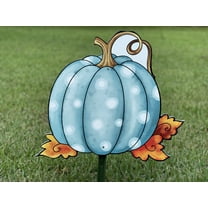 Polka Dot Turquoise Pumpkin Fall Yard Art Decoration