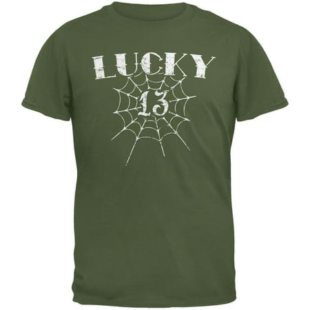 - Lucky 13 Military Green Adult T-Shirt