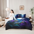 thumbnail image 5 of Homewish Jungle Dino 7 Pieces Full Size Bedding Sets,Neon Plants Full Size Bed in a Bag,Blue,Navy Blue Reversible, 5 of 8