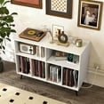 thumbnail image 4 of Costway Large Record Player Stand Cabinet with Built-in Power Outlet Open Shelves, 4 of 10