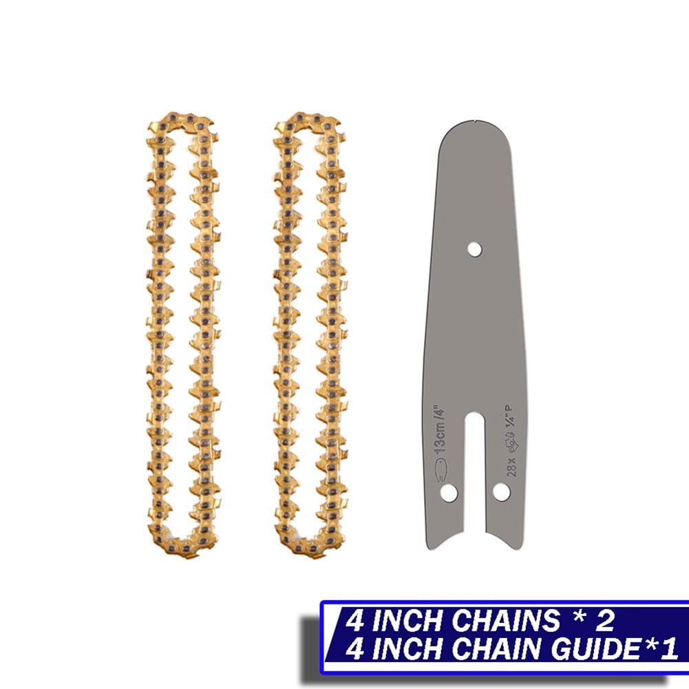 Landgoo 4 Inch Gold Chainsaw Chain and Guide Set 1/4 Pitch 0.043"Gauge