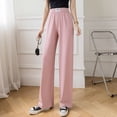 thumbnail image 4 of Pantalones largos de pierna ancha de verano para mujer, de seda de hielo, moda urbana 2023, pantalones bombachos holgados de color sólido, pantalones rectos casuales para mujer, 4 of 5