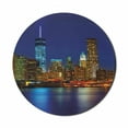 thumbnail image 1 of Urban Mouse Pad for Computers, Manhattan Sunset Skyline Famous New York Cityscape High Rise Buildings Skyscrapers, Round Non-Slip Thick Rubber Modern Mousepad, 8" Round, Multicolor, by Ambesonne, 1 of 2