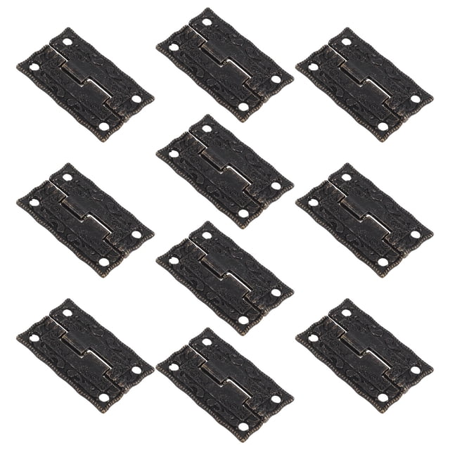 BRIGHTFUFU 10Pcs Tiny Hinges For Crafts Dark Brown Iron Rectangular Vintage Style Smooth Opening