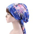 thumbnail image 2 of Women Soft Satin Head Scarf Sleeping Cap Bonnet Headwear Turbans Long Hair Headwraps Cancer Printing Hat, 2 of 6