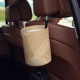 thumbnail image 5 of Round Car Trash Can 7×5.9in Waterproof, Durable, Not Easy To Fade, Easy To Install And Disassemble To Prevent Interior Pollution Tan Geometric Lines_2, 5 of 7