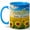 Blue, variant on Sunshine Sunflower Field 11oz Ceramic Mug, Bright Nature Coffee Cup