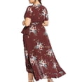 thumbnail image 4 of Aqestyerly Robe Bohème à Manches Courtes pour Femmes Grande Taille, Col en V, Imprimé Floral, Robe de Soirée HWRETIE, 4 of 5