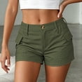 thumbnail image 6 of oqasdz Womens High Waisted Cargo Shorts Button Closure Solid Color Casual Shorts with Stretchy Fit and Functional Side Pockets, 6 of 6