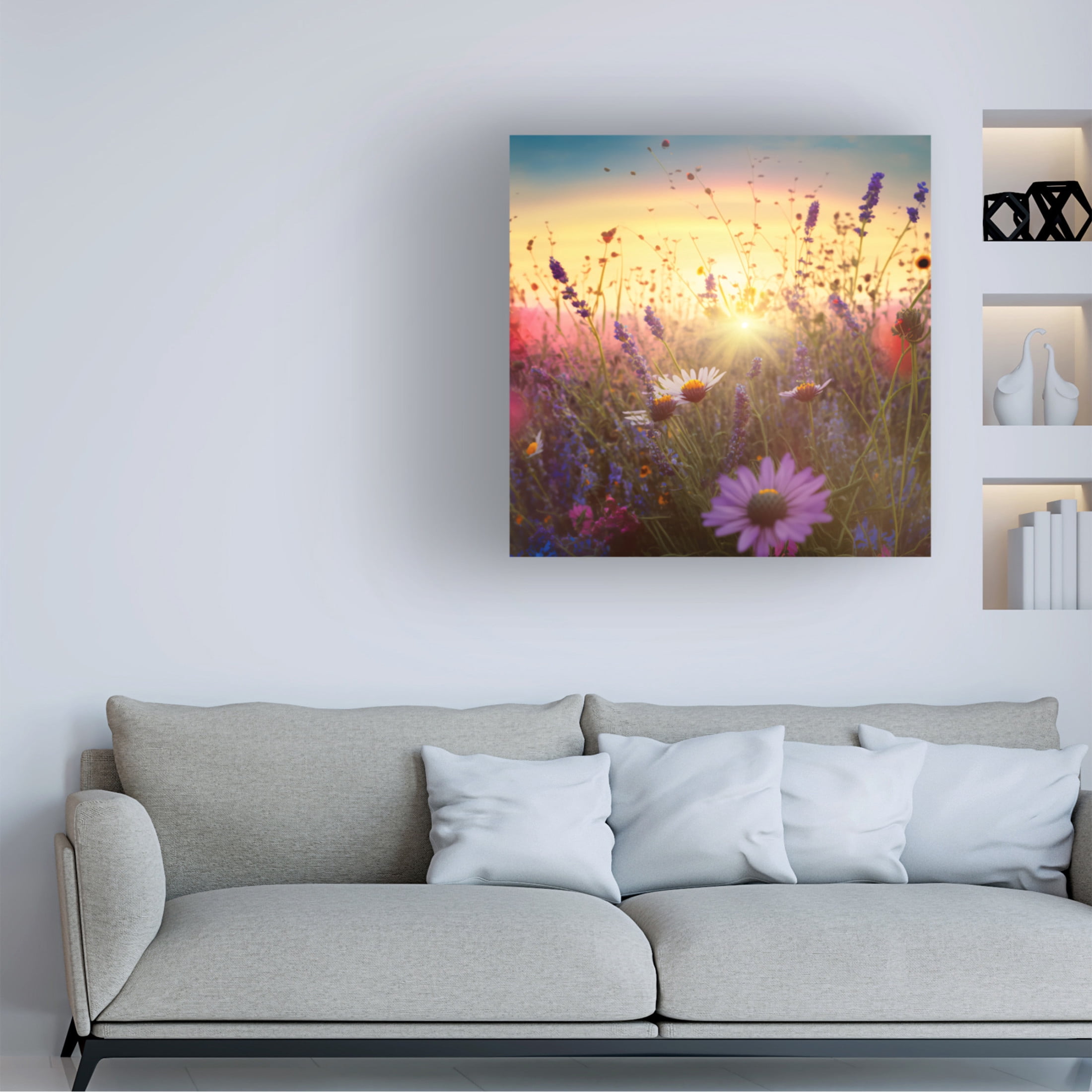 Canvas Wall Art - Ray Heere 'Flowering Fields 7' Wall Art for Living Room, Bedroom, or Office Décor by Trademark Fine Art - 24 x 24 Inches