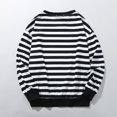 thumbnail image 5 of Weebloom Mens Sweatshirts Casual Pinstripe Long Sleeve Rib Sleeve Tops Crew Neck Blouse Sweatshirt for Men Black L, 5 of 7