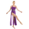 thumbnail image 3 of Rswnyirn Women's Modern Lyrical Dance Costume Mesh Patchwork Flowy Maxi Leotard Dance Dress Purple L, 3 of 7