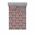 thumbnail image 2 of Ambesonne Geometric Fitted Sheet & Pillow Sham Set, Oval Mosaic, Twinxl, Red Black, 2 of 3