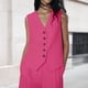 thumbnail image 5 of Chaleco Mujer Casual Acogedor Tops Cómodos Chalecos con Cuello en V Color Sólido Elegante Chaqueta Chaleco Kuymtek Rosa roja T L para Mujer, 5 of 7