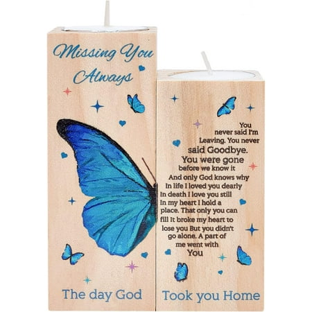 1bag Wooden Candle Holder and Candles set for Home Decorations Rectangle with Word Butterfly Pattern Wooden Candle Holder: 2pcs/set Candles: 2pcs/set