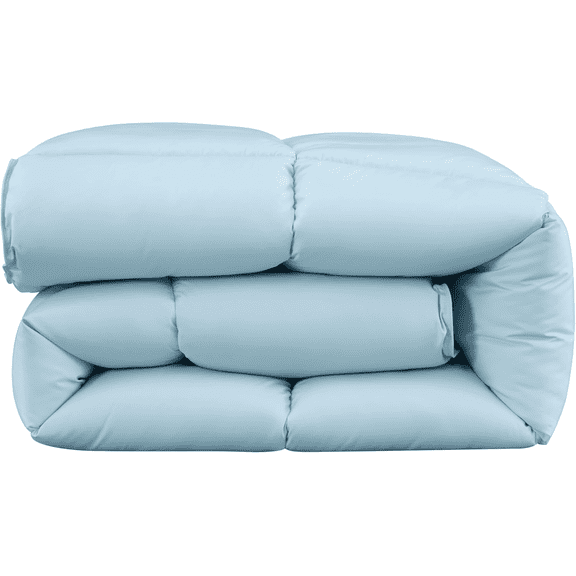 All Season King Size Down Comforter - Plush Microfiber Fill - Box Stitch Quilted - Duvet Insert with Corner Tabs (Cal King/King, Chambray Blue)