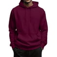 thumbnail image 2 of Qwertyu Men's Oversized Hoodie Soft Long Sleeve Solid Color Hooded Sweatshirts with Kangaroo Pocket Hoodies Pullover Wine 2XL, 2 of 6