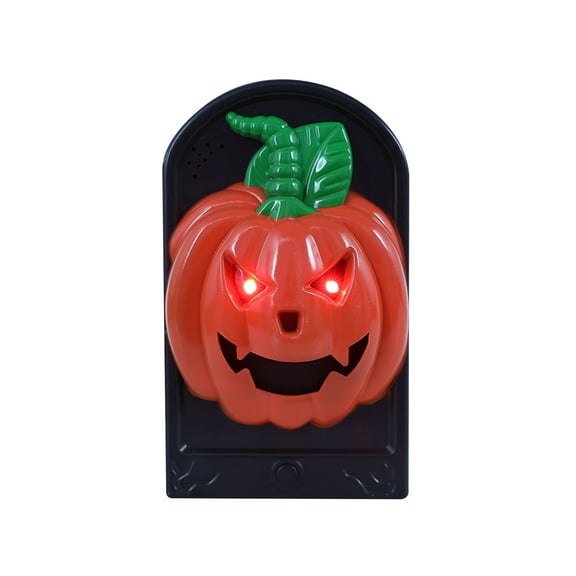 Halloween Doorbell Decoration, Spooky Pumpkin Witch Skull Doorbell with Creepy Sounds, Light Up Doorbell for Trick or Treat Event, Animated Halloween Party Prop