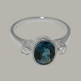 thumbnail image 5 of LBG British Made Real Solid 10k White Gold Natural London Blue Topaz & Cubic Zirconia Womens Anniversary Ring - 33 size options - Size 6.25, 5 of 6