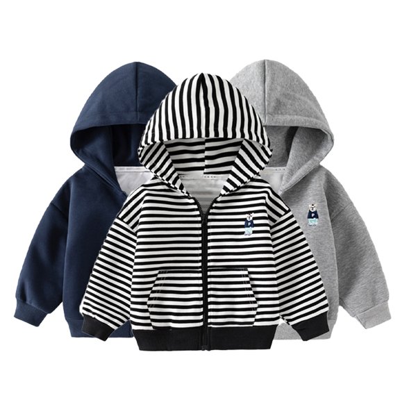 KYAIGUO Kids Baby Boys Hooded Sweatshirt Toddler Spring Long Sleeve Coat Outwear Zip-Up Thin Jacket with Pocket for 1-7T
