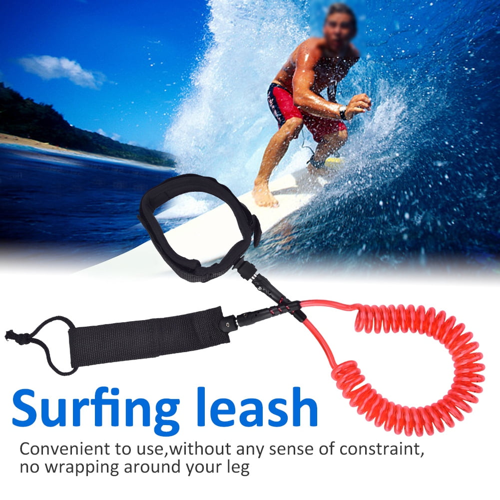 Tebru Surfboard Rope,Red Coiled Foot Cord Rope Leg Leash Surfing