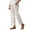 Beige, variant on Boho Beach Pants for Women Casual Floral Print Elastic Waist Wide Straight Leg Loose Linen Cropped Pants with Pockets