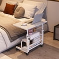 thumbnail image 2 of Portable Rolling Desk on Wheels Adjustable Height Mobile Computer Desk for Small Space Small Standing Desk with Storage Shelves for Home Office Study, 2 of 8