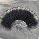 thumbnail image 1 of Abanico plegable de plumas Lolita, hada gótica oscura, baile de corte, decoración para fiesta de boda, negro Sincero Electrónica, 1 of 2