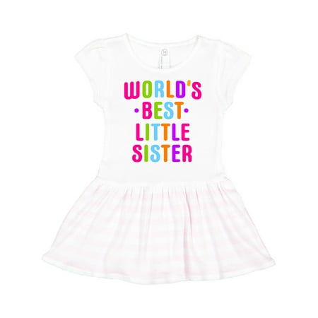 

Inktastic Worlds Best Little Sister Gift Toddler Girl Dress