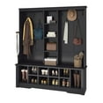 thumbnail image 3 of Uforic 59" Hall Tree with Shoe Storage, Coat Rack with Bench for Entryway Corner Narrow Adjustable Shelf, Black, 3 of 9