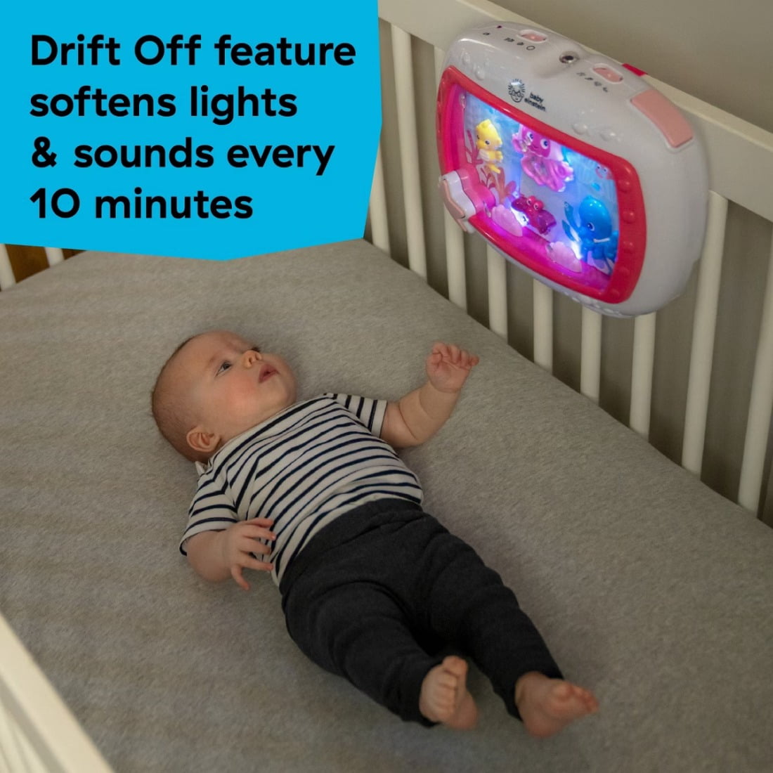 Sea Dreams Soother Musical Crib Toy and Sound Machine for Babies 0-36 Months, 8.7x11.9x5.22 Inches